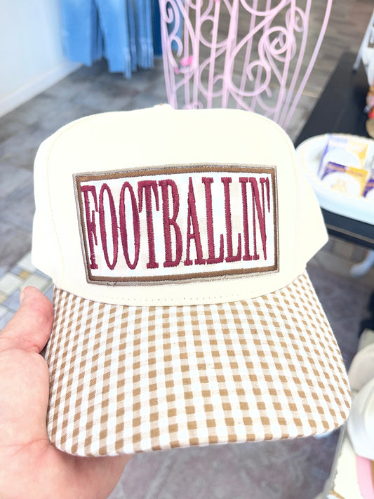 Gingham Footballin Hat