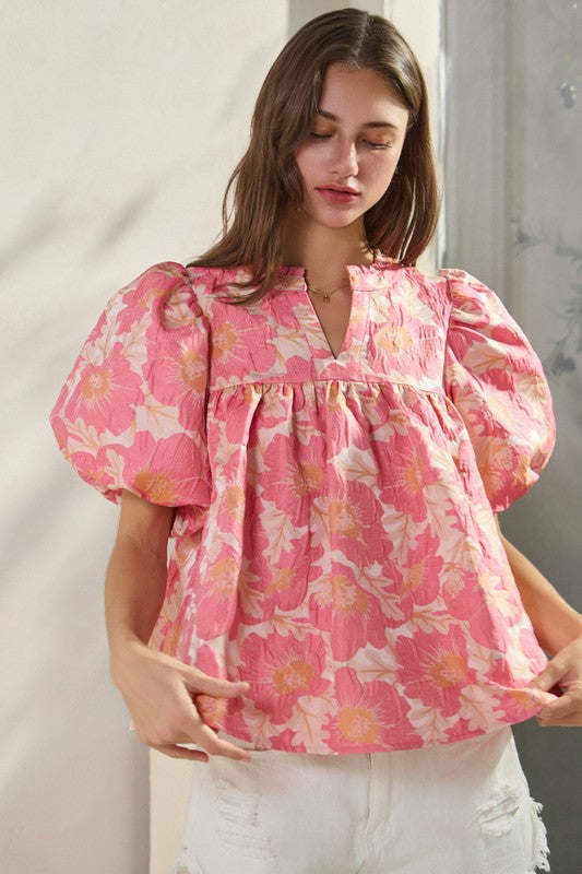 Floral Satin Babydoll Top