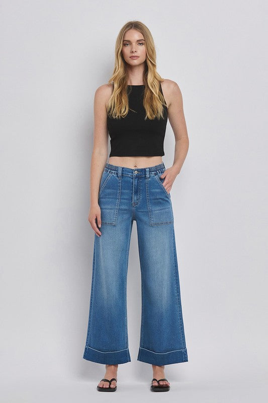Vervet High Rise Cuffed Baggy Wide Jeans