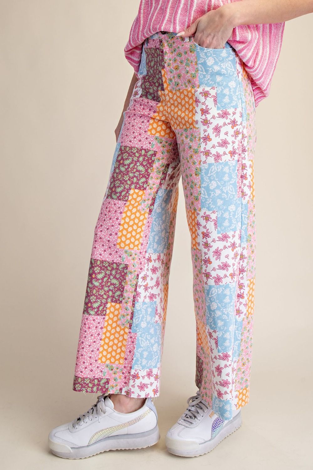 Patchwork Print Pants