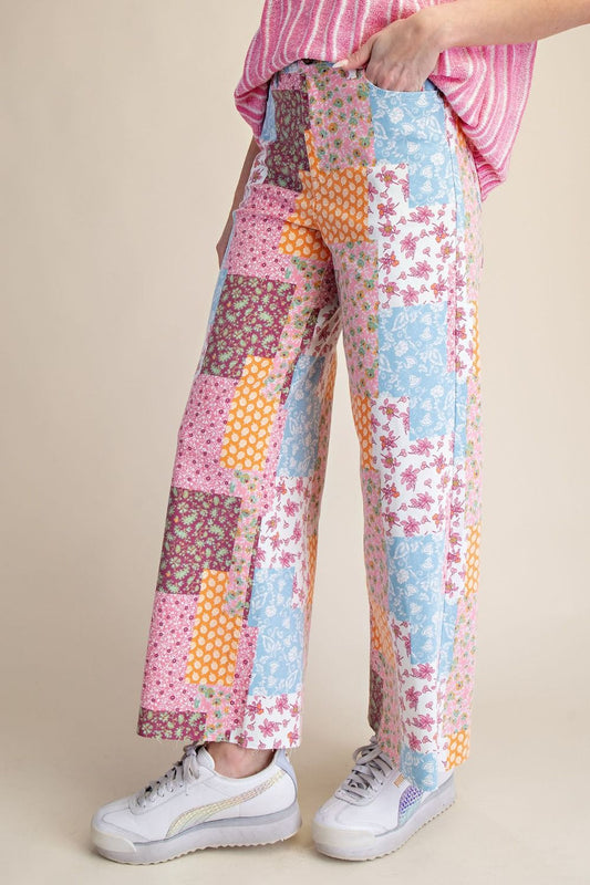 Patchwork Print Pants