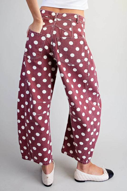 Mineral Washed Polka Dot Barrel Pants