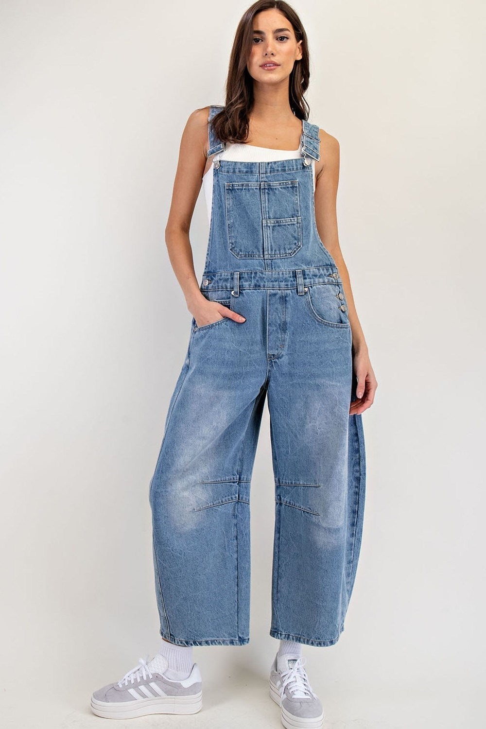 Mineral Washed Barrel Overalls