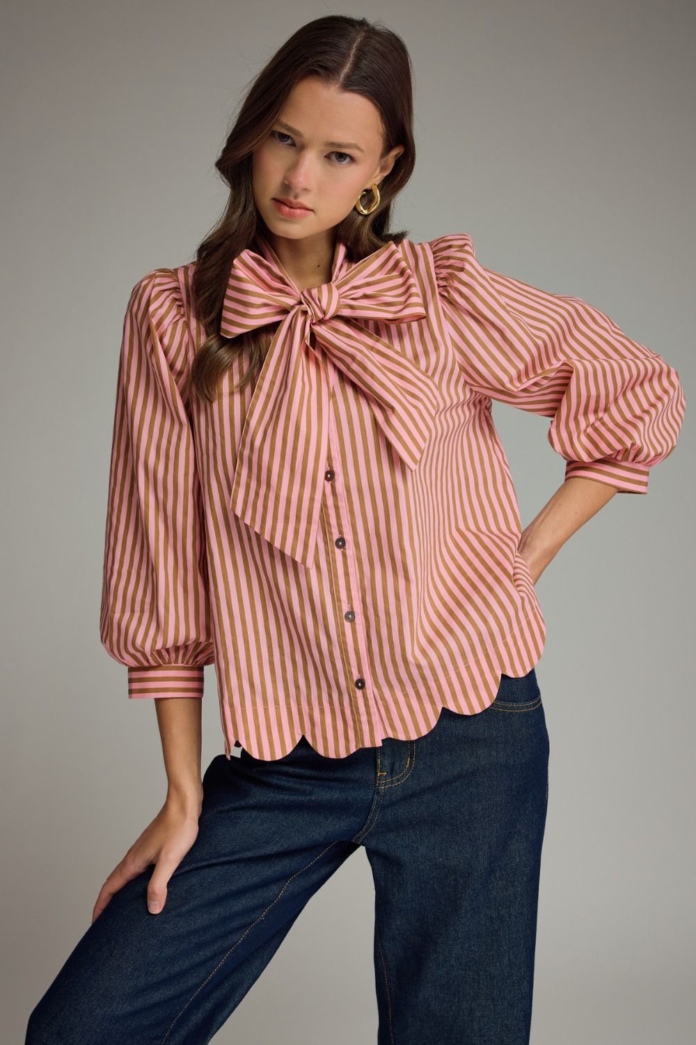 Stripe Puff Sleeve Top