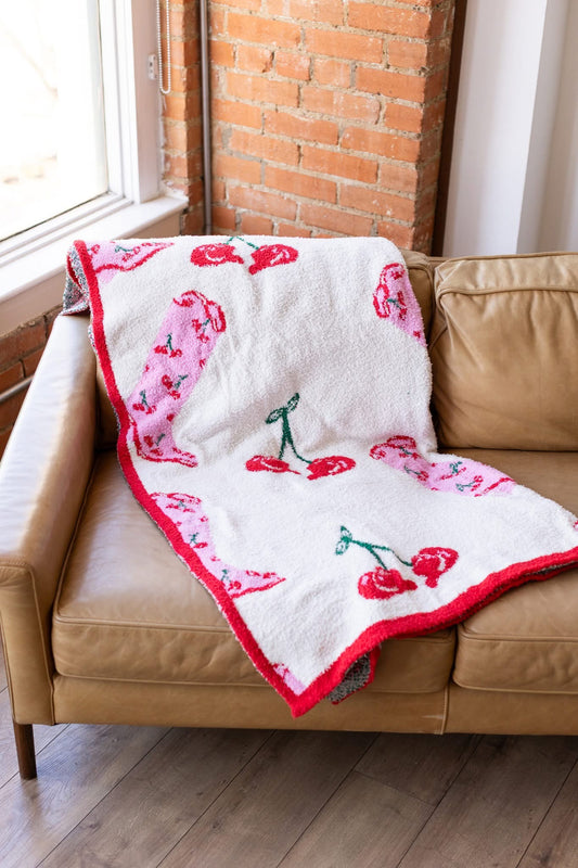 Pink Cowboy Boot Plush Blanket