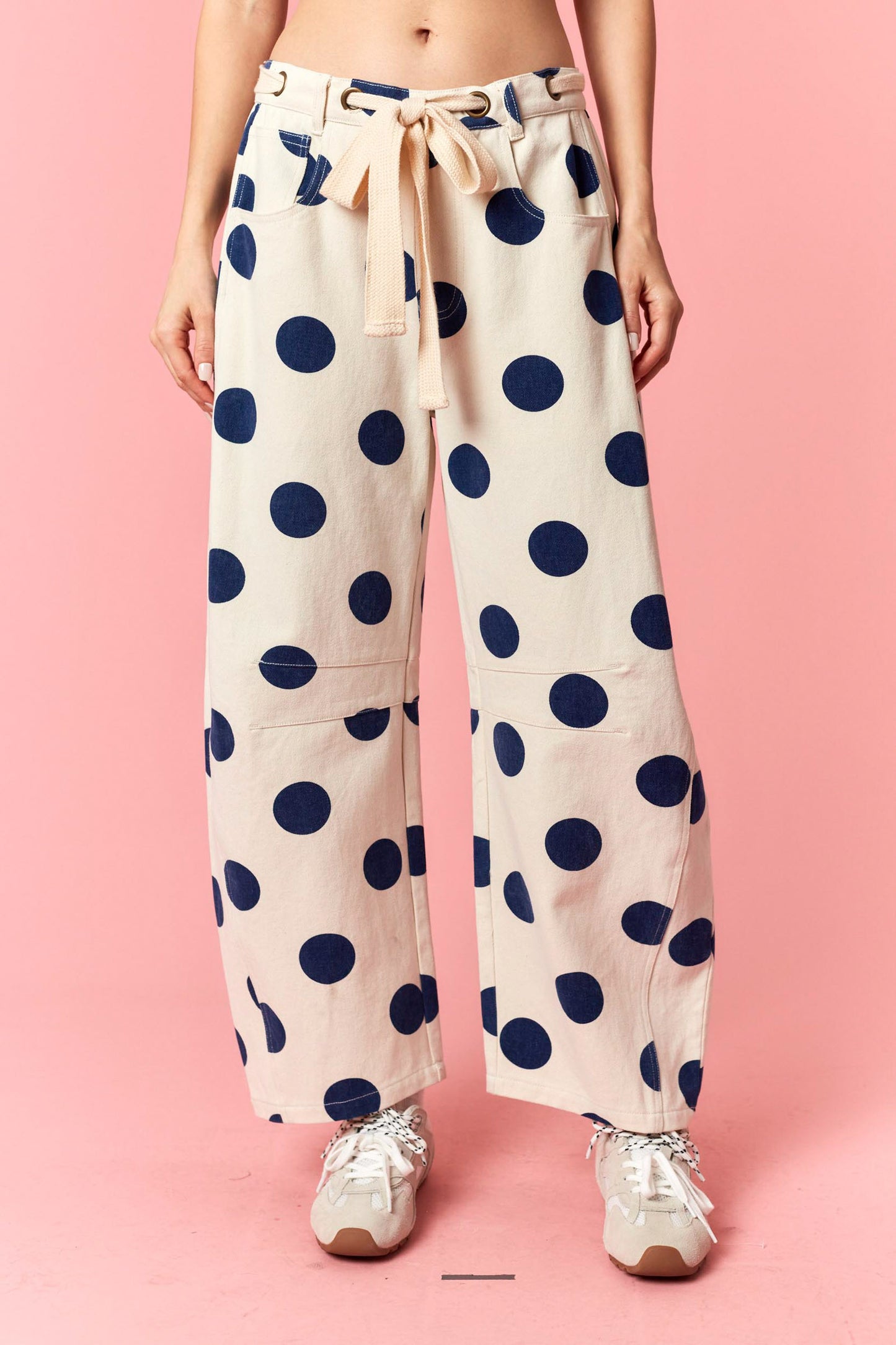 Whimsical Polka Dot Barrel Jean