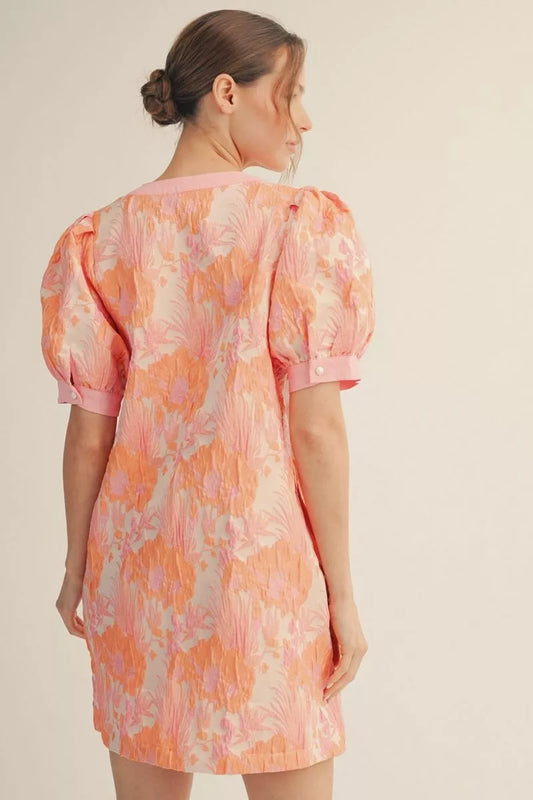 Just Peachy Jacquard Dress