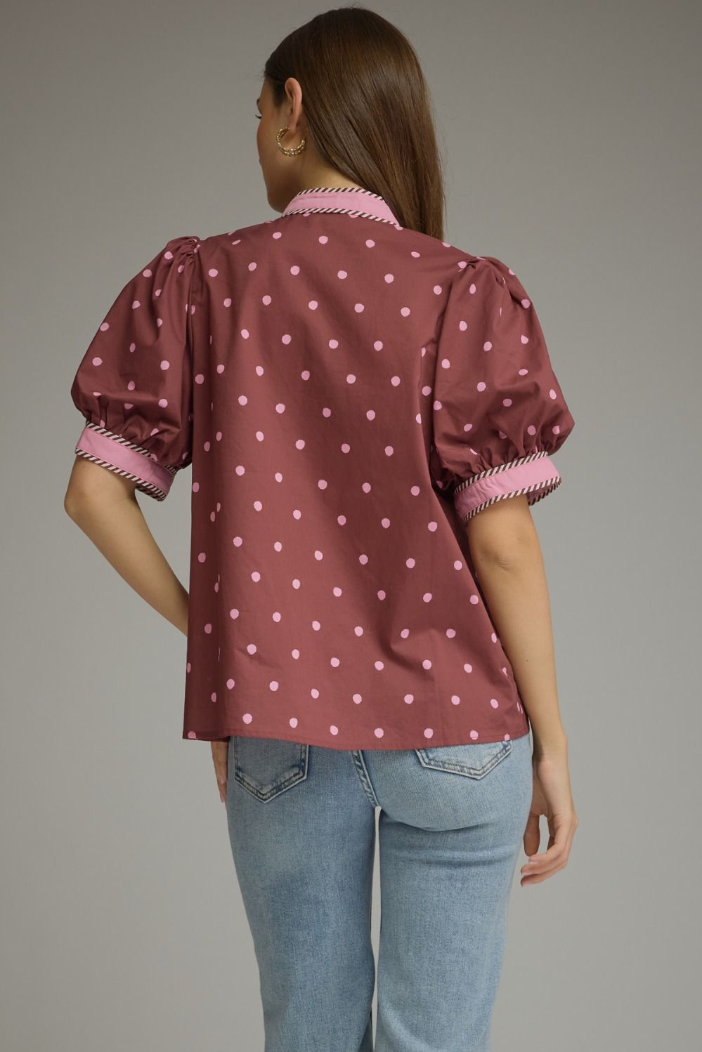 Polka Dot Puff Sleeve Top