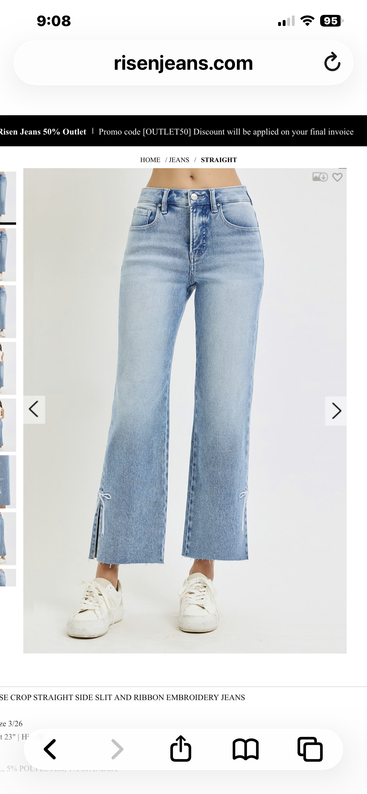 Risen Embroidered Bow Jeans