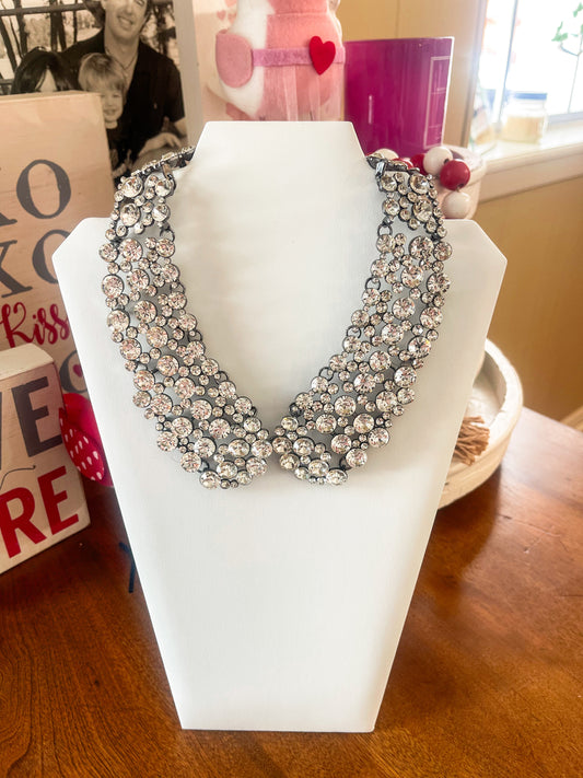 Clear Crystal Jeweled Collar Necklace