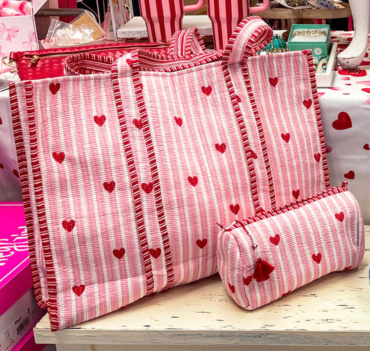 Sweet On You Pink Tote and Cosmetic Bag Set