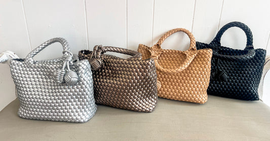 Woven Leather Small Tote Bag