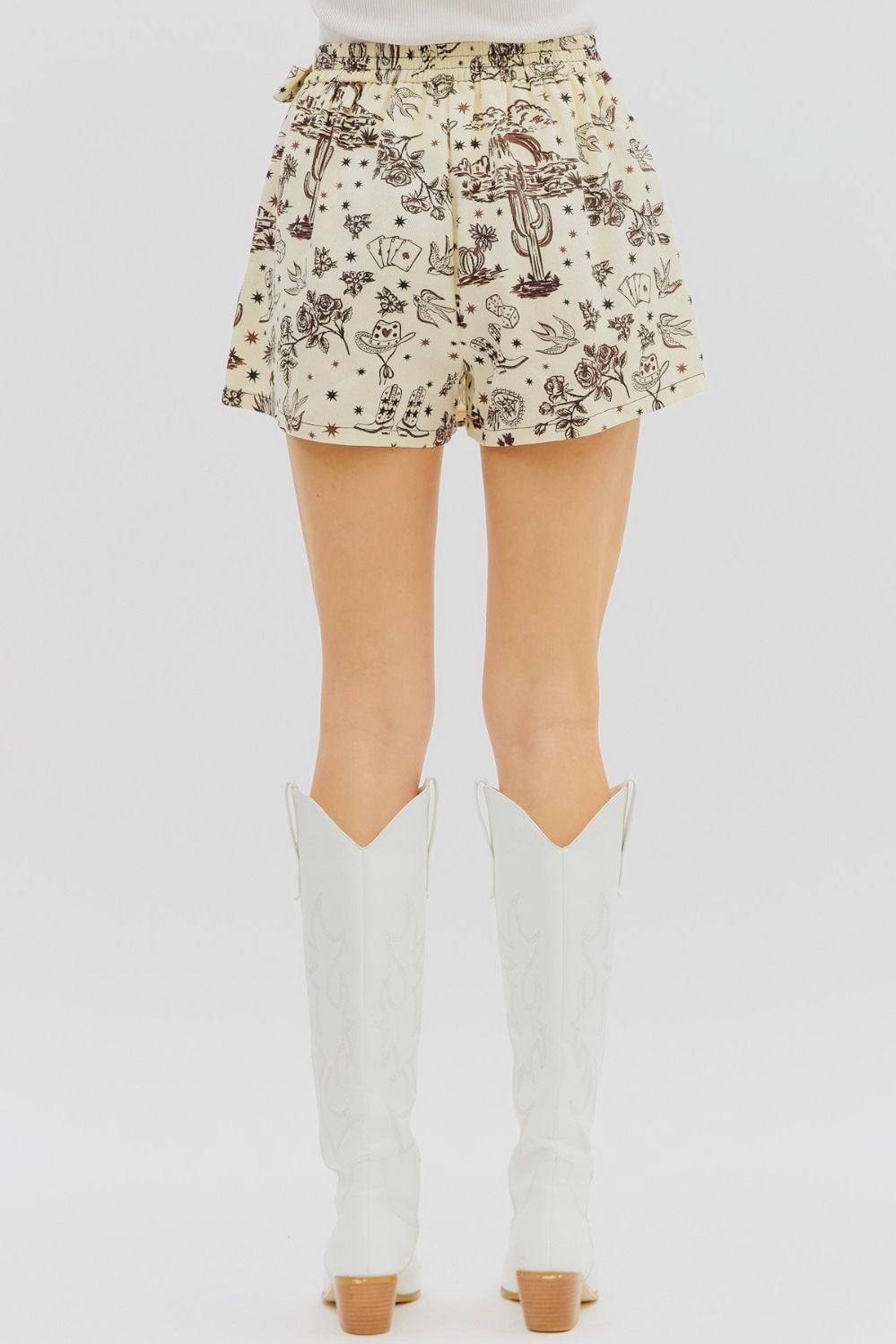Western Print Wrap Skort
