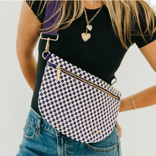 Westlyn Woven Bum Bag Checkered Purple