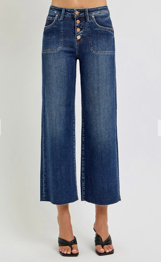 Risen High Rise Button Front Jeans