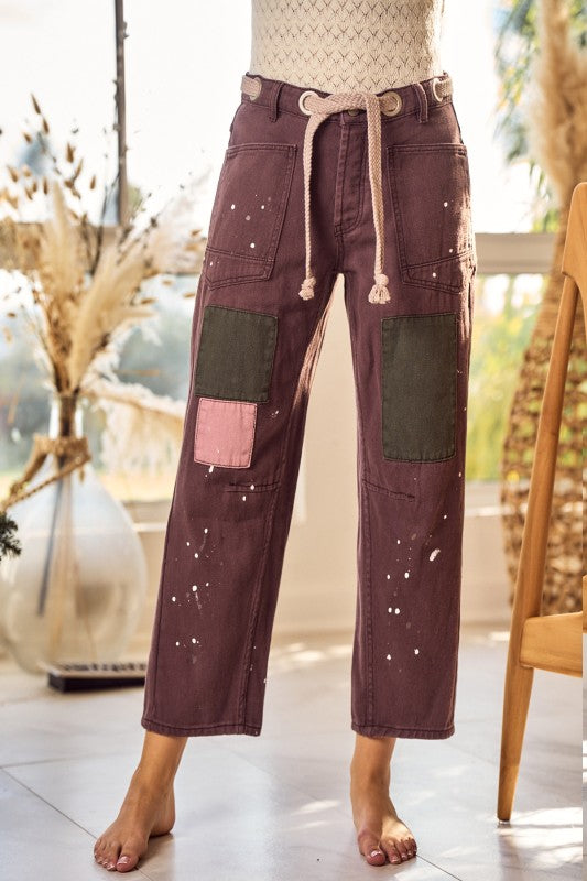 Washed Vintage Rope String Jeans