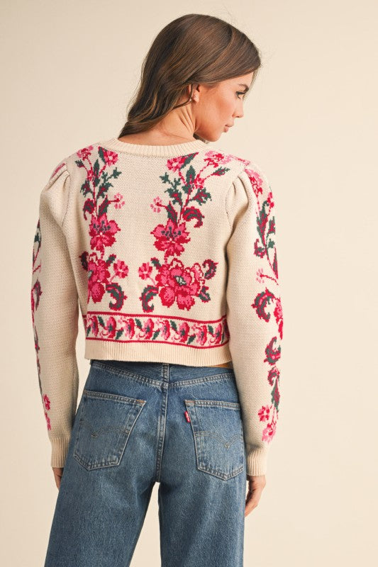 Floral Tie Front Cardigan