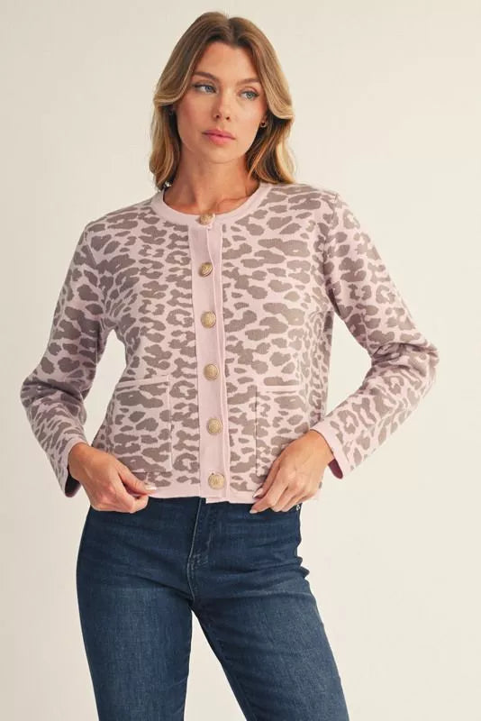 Pink Leopard Cardigan