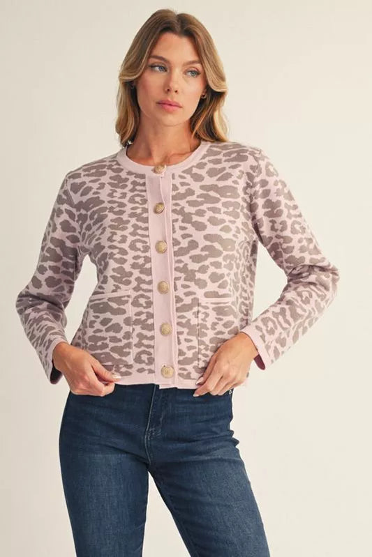 Pink Leopard Cardigan