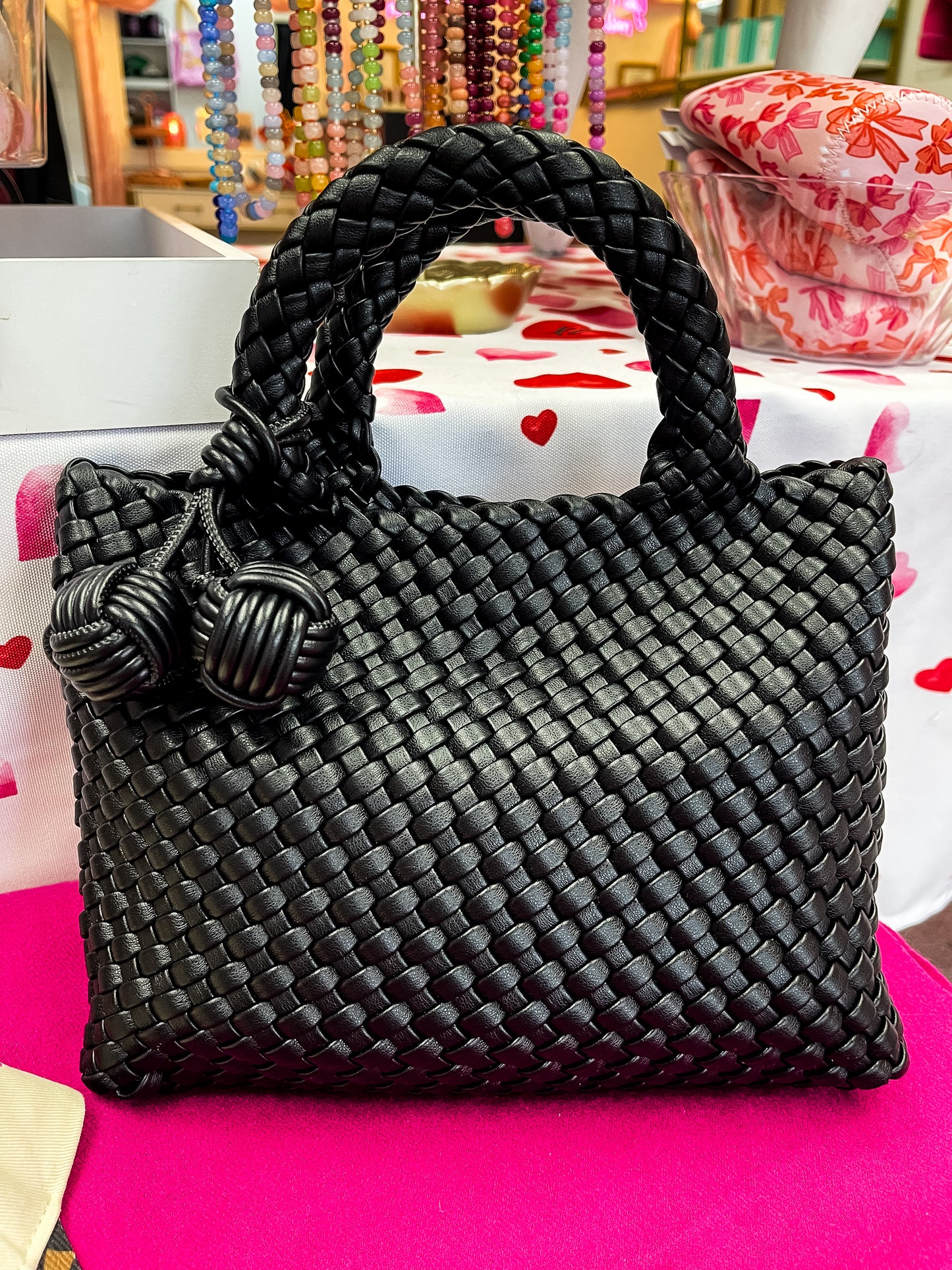 Woven Leather Small Tote Bag