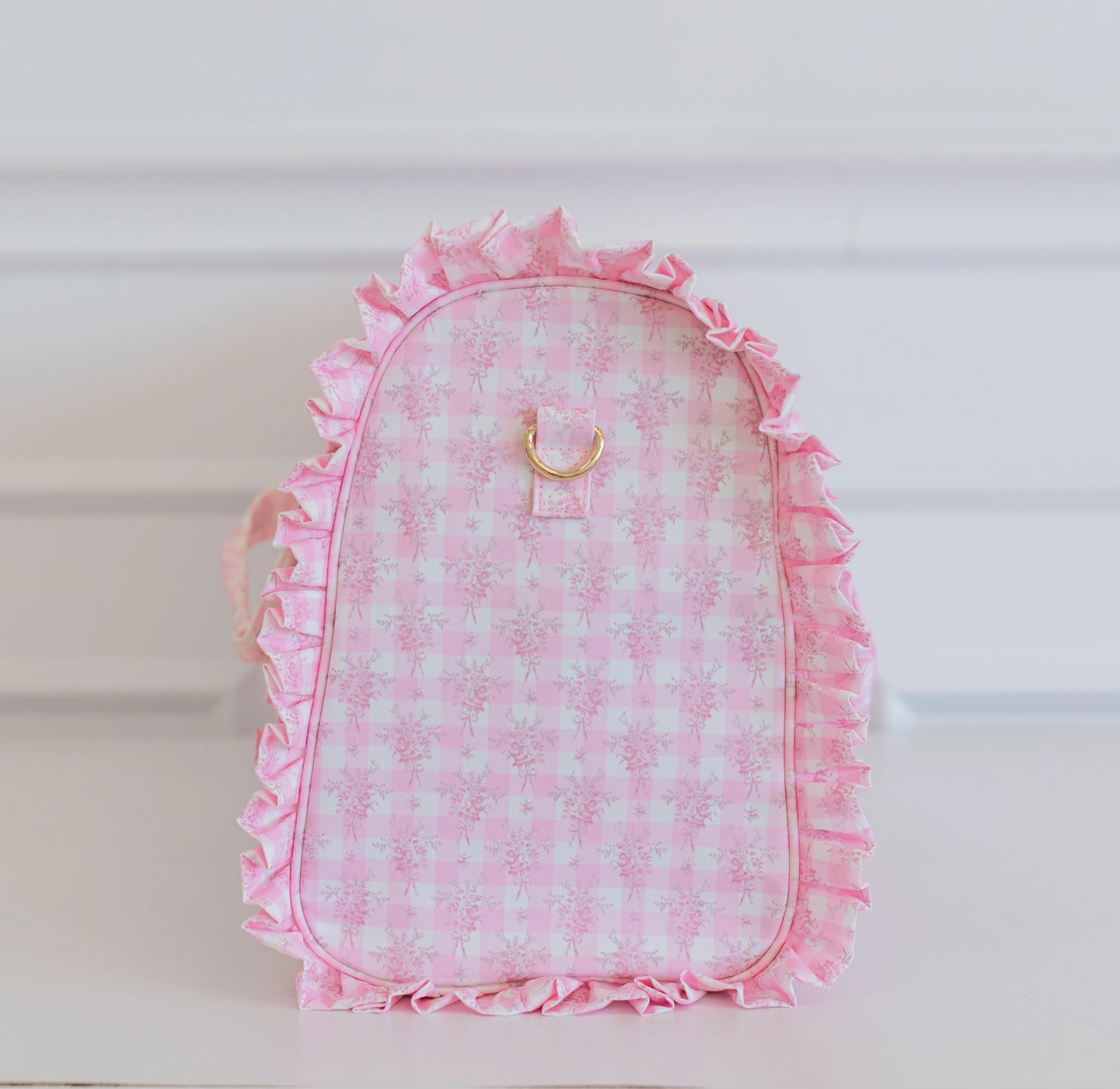 Hollis Pink Floral Ruffled Nylon Weekender