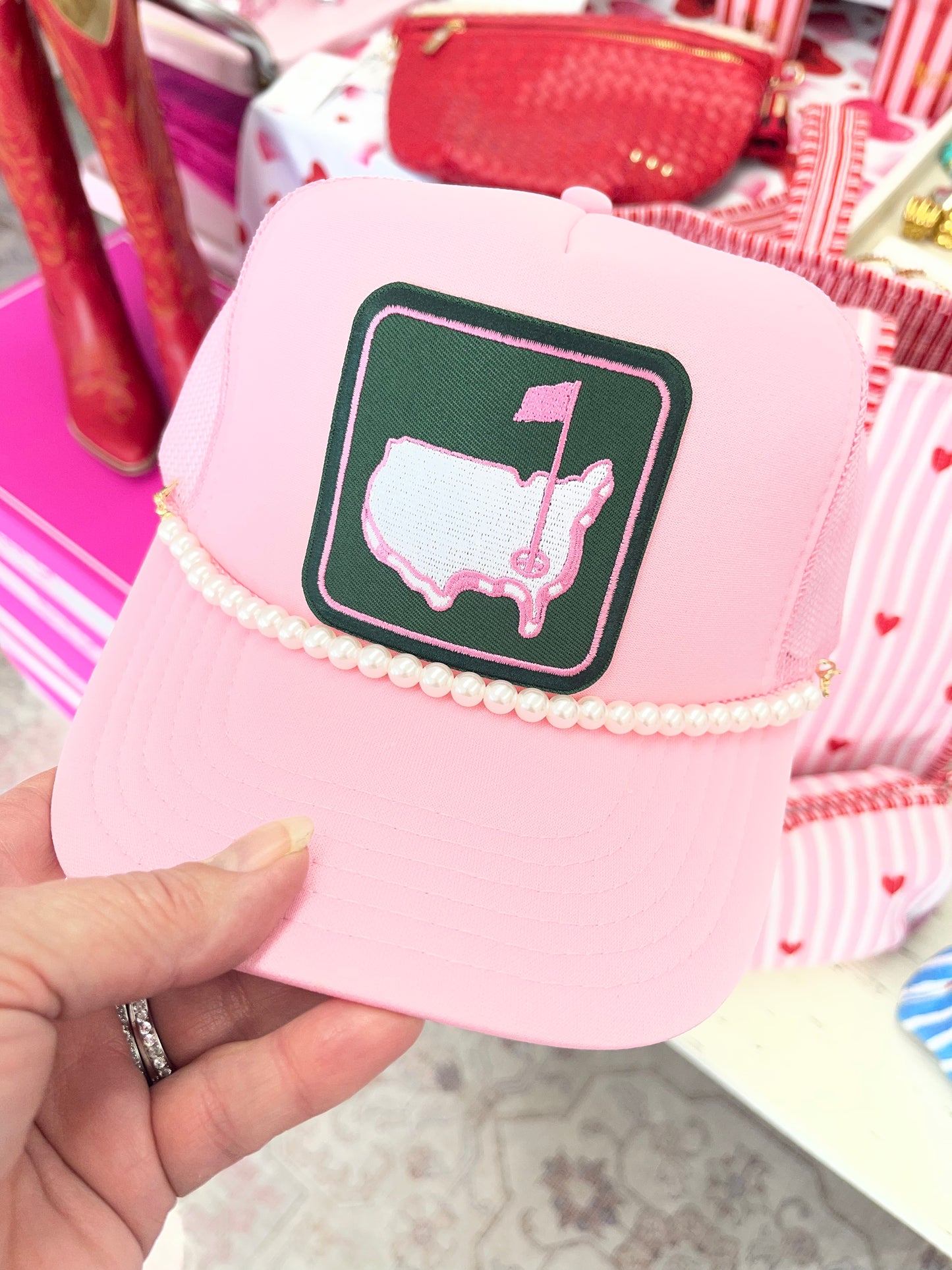 Golf Themed Pink Trucker Hat