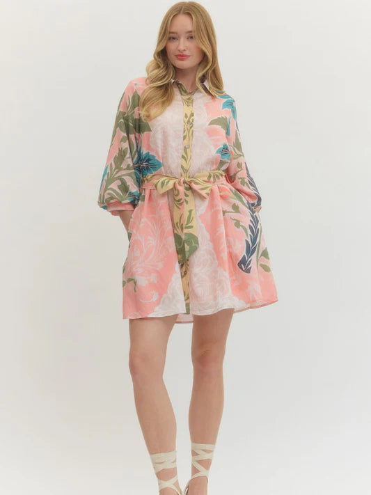 Watercolor Button Front Dress