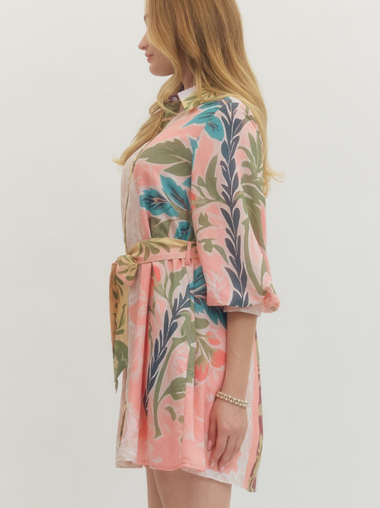 Watercolor Button Front Dress