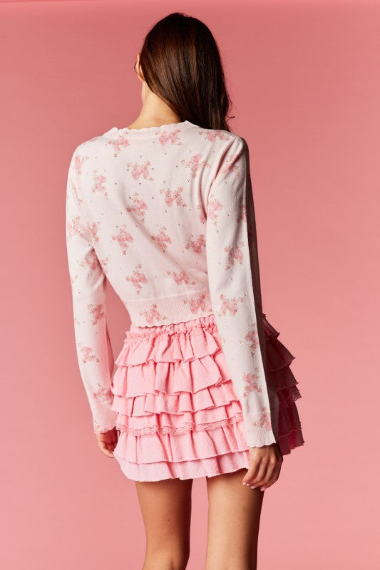 Floral Scalloped Edge Cardigan