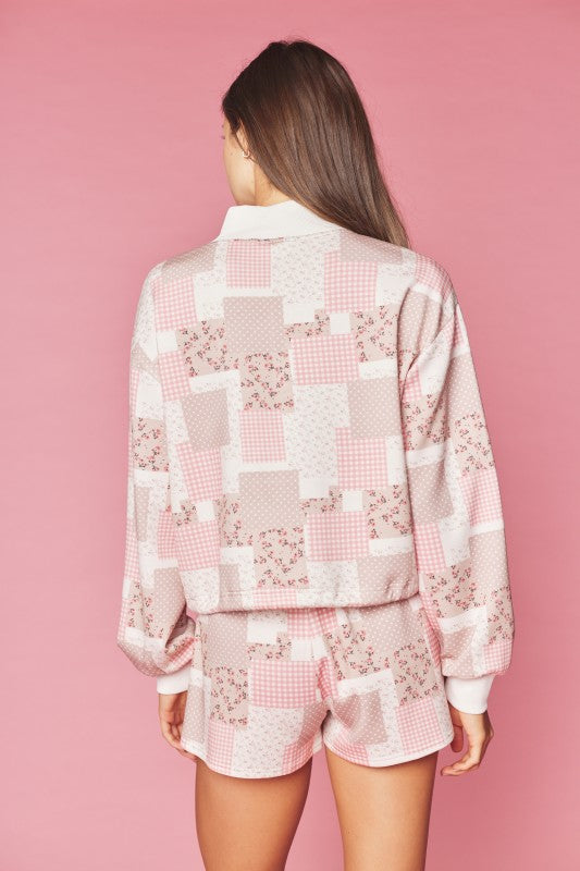 Extra Soft Scuba Patchwork Quilted Pullover & Shorts Set