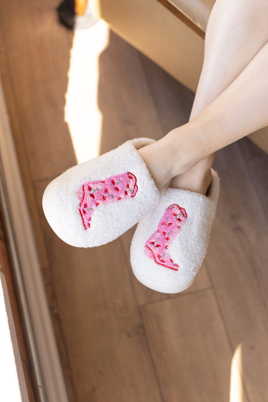 Pink Cowboy Boot Slippers