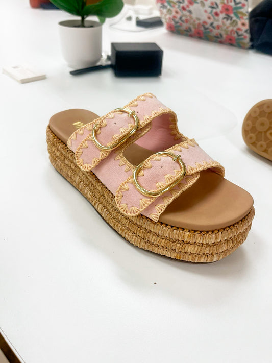 Heidi Pink Platform Slides