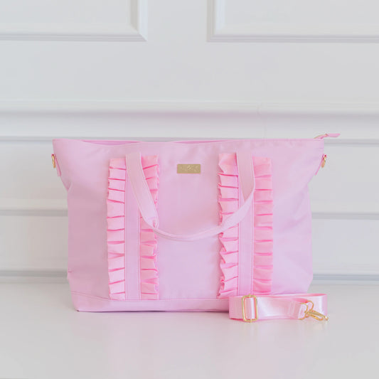 Hollis Pink Ruffled Nylon Tote