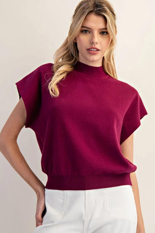 Mock Neck Short Sleeve Top