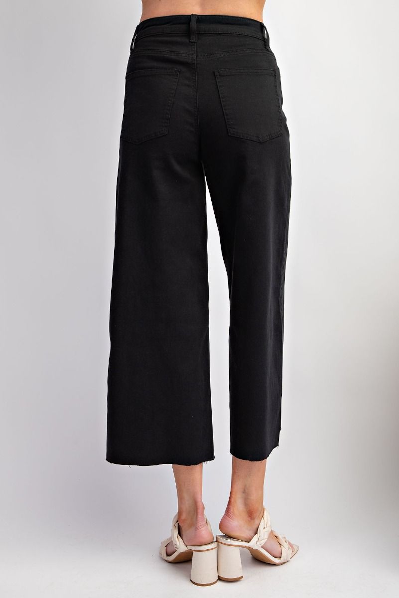 Button Front Cropped Twill Pants