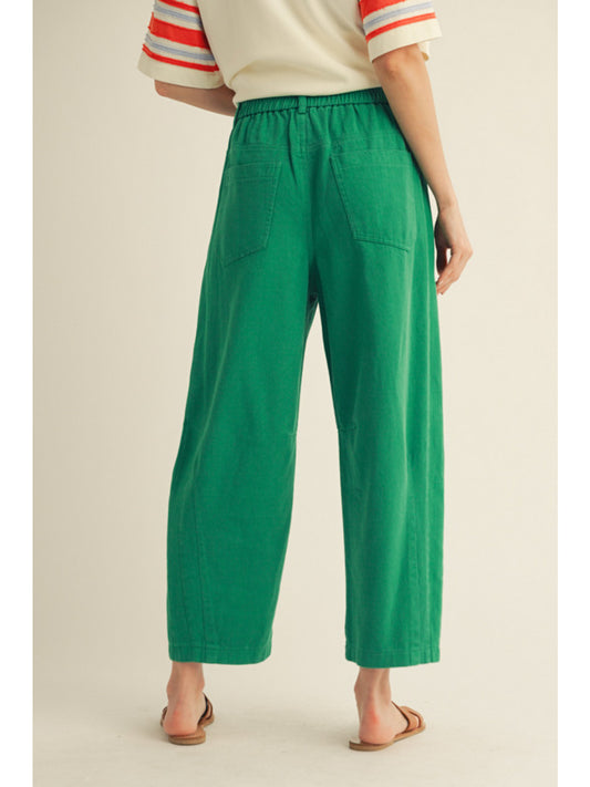 Cropped Green Barrel Jean