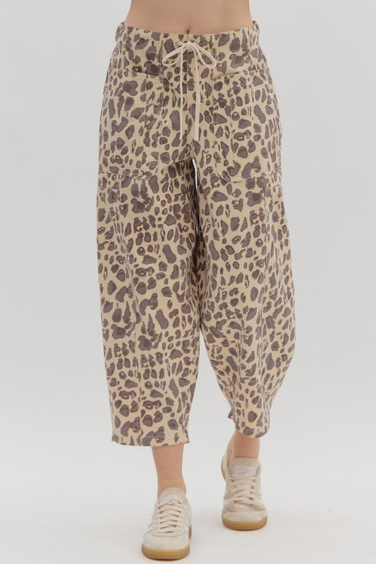 Animal Print Barrel Jean