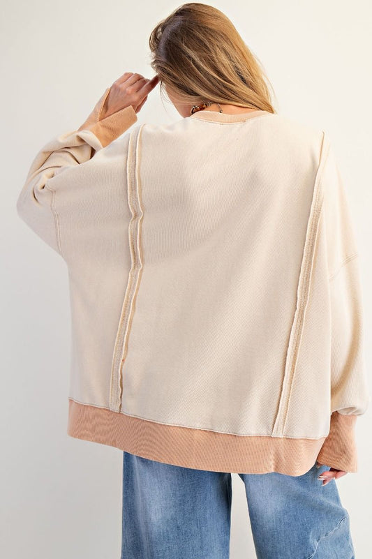 OVERSIZED WASHED TERRY PULLOVER