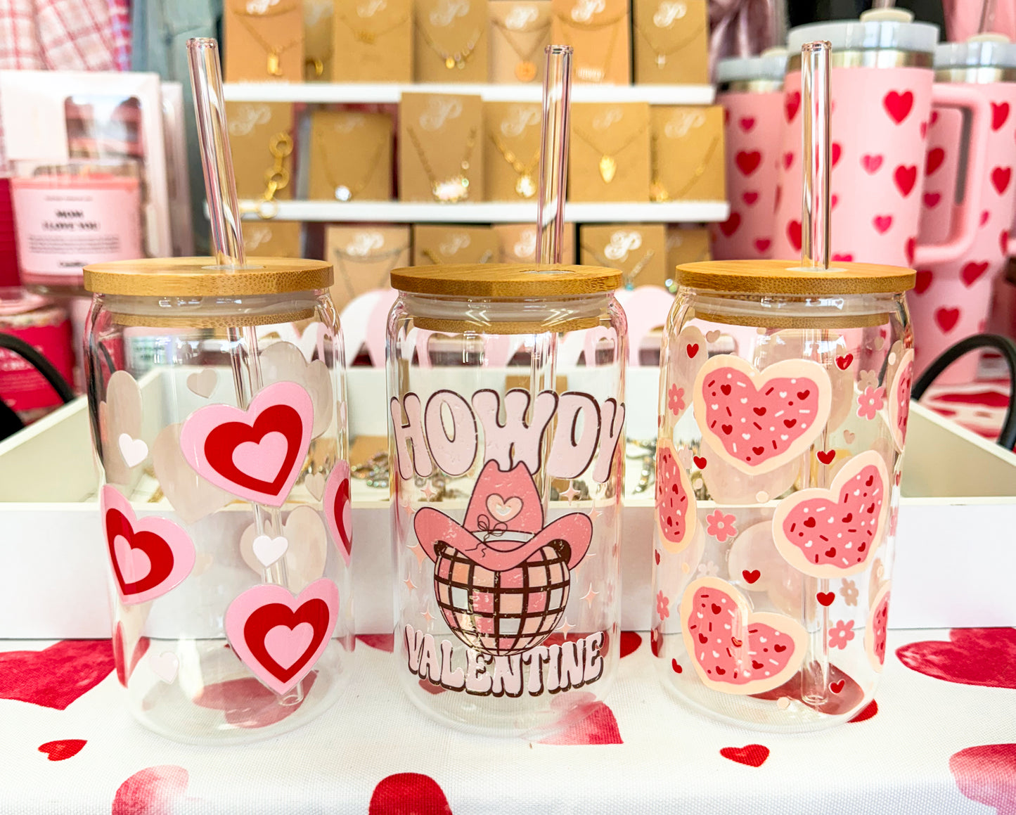 Valentine's Glass Can Cups