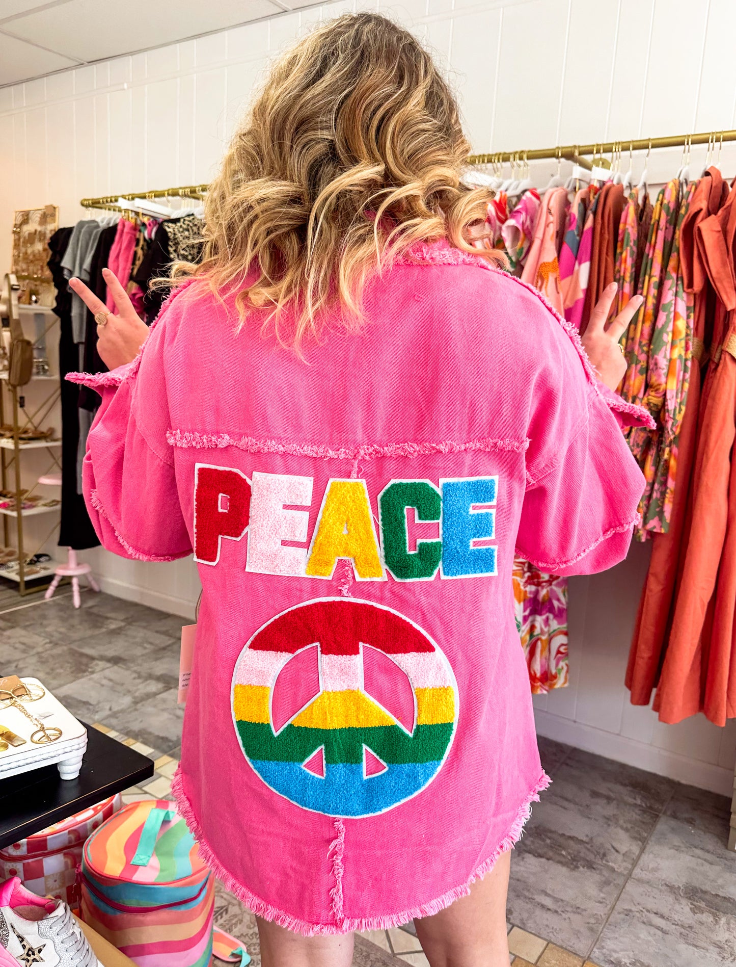 Peace Pink Shacket