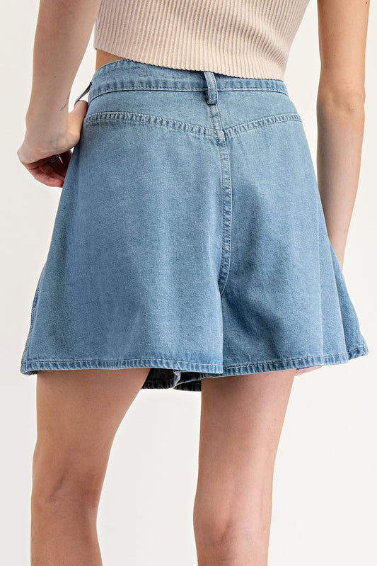 Flare Denim Shorts