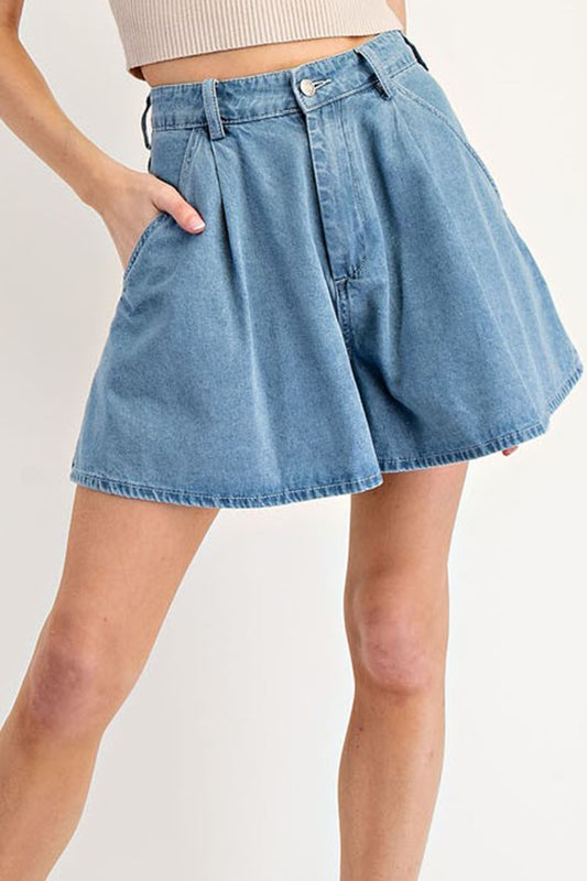 Flare Denim Shorts