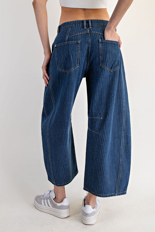 Striped Barrel Leg Jeans
