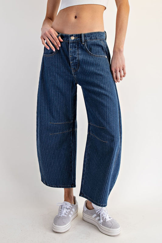 Striped Barrel Leg Jeans