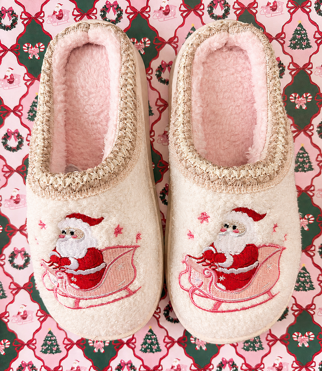 Santa's Sugar Plum Social Christmas Platform Slippers