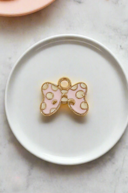 Pink Polka Dot Bow Charm