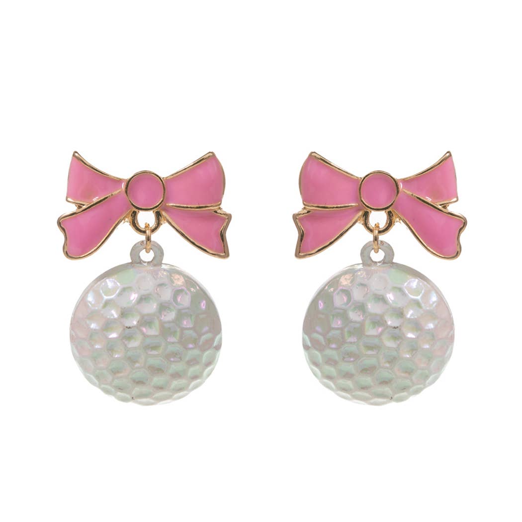 Golf Ball with Enamel Bow Post Earrings