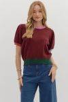 Color Block Maroon Sweater Top
