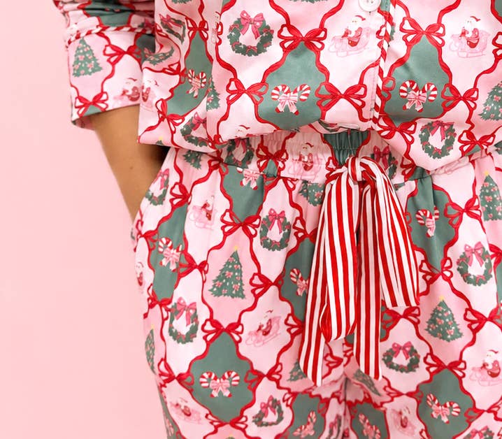 Santa's Candy Cane Christmas Pajama Set with Pants
