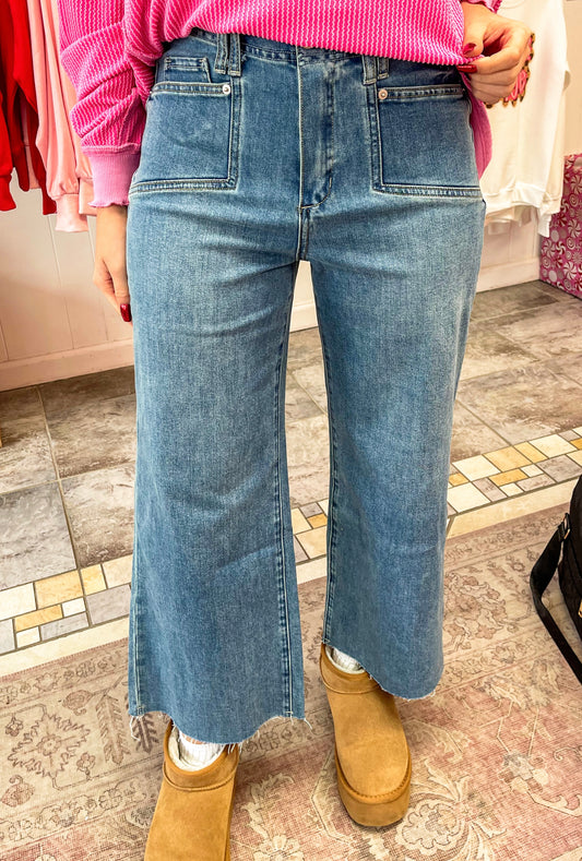 Cropped Straight Leg Jeans